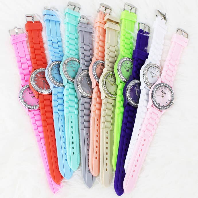 ShopTrendsNow - Wholesale Wrist watch – Women's - Geneva Large Round Face White Silicone Band Watch10