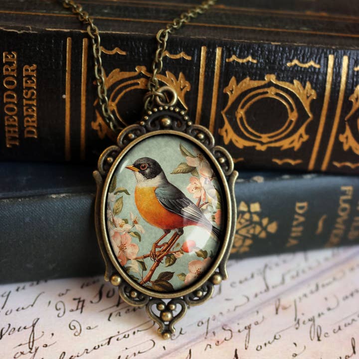 Vintage Robin Ornate Oval Cottage Core Bird Pendant Necklace and other Purchase Wholesale robin. Free Returns & Net 60 Terms on Faire trending on Faire.