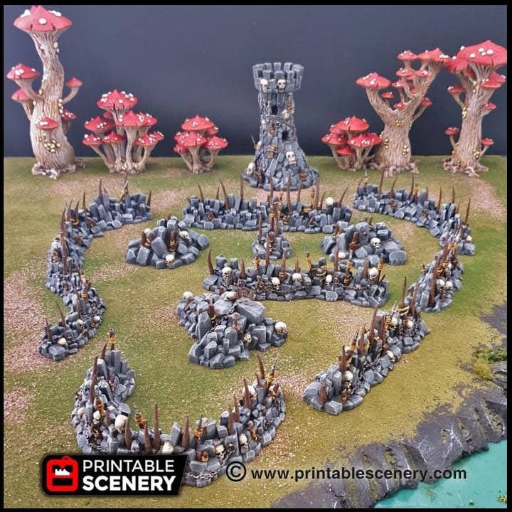 Goblin Barrikader - Udskrivbar Scenery | DnD | Fort | Slot | Dækning | Spredt Terræn | Krigsspil | Goblin Grotte | 28mm 15mm 32mm for engroshandel hos The Beaver and Broadsword