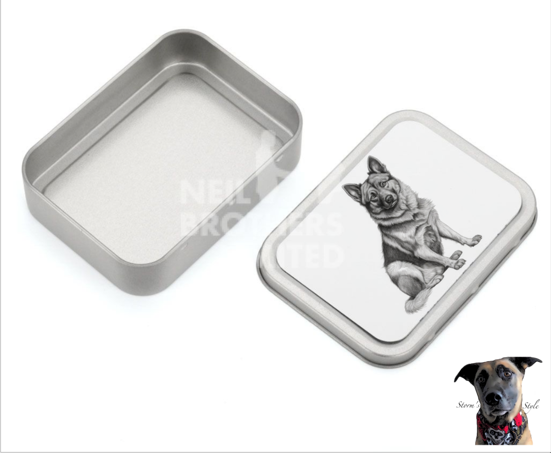 Storms Style - Vente Bocal à friandises – chien - Boîte à friandises en métal pour petit chien noir et gris - de nombreuses races33