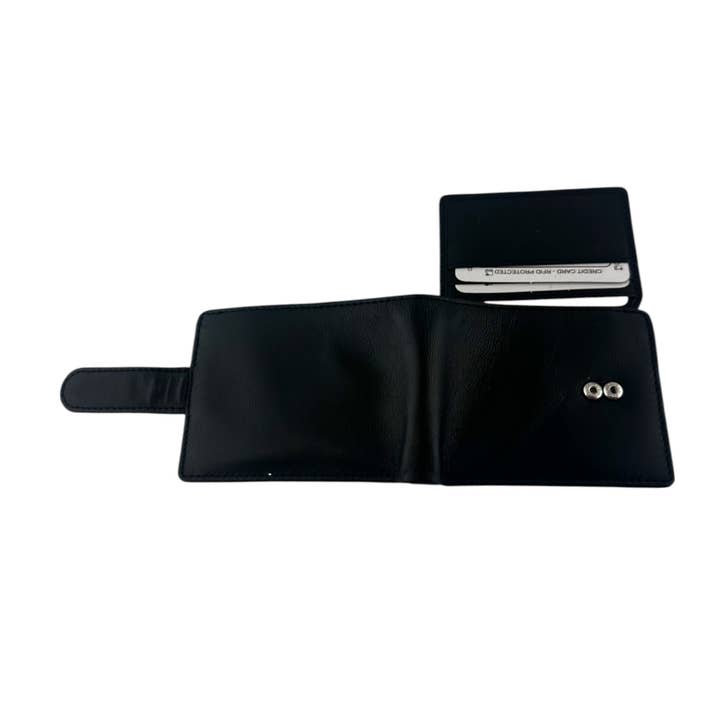 Black SMW09ZL ~ Sheepskin Men's Snap Tab Wallet for wholesale on Faire3