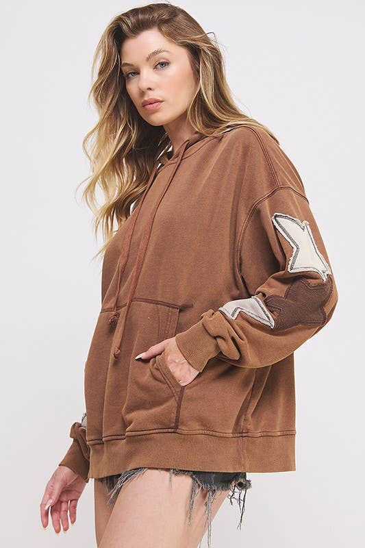 JADE BY JANE PLUS - Wholesale Hoodie - Dames - PLUS SIZE MINERAAL GEWASSEN LANGEMOUWEN STER GEPATCHTE HOODIE16