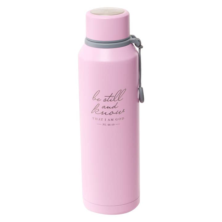 Christian Art Gifts - Vente Bouteilles d'eau - Bouteille d'eau SS Pink Be Still & Know Ps. 46:103