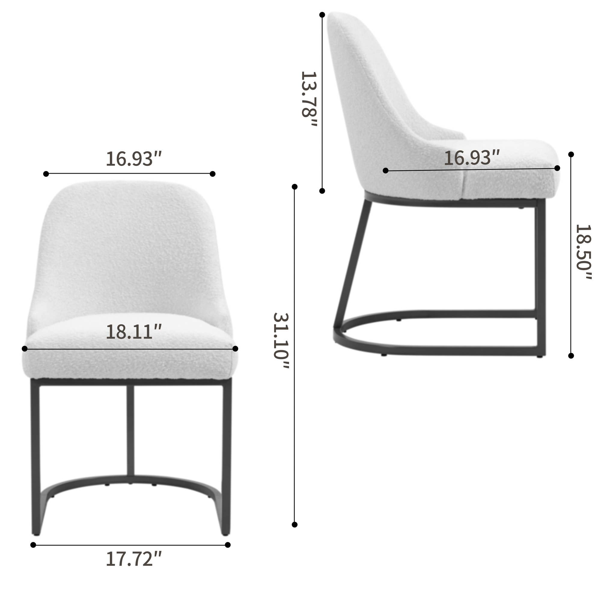 Glamour Home - Vente Chaises - Ensemble de 2 chaises de salle à manger Ayane en tissu bouclé avec pieds en fer3