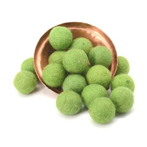 Woollyfelt - Wholesale Decorative Tabletop Object - Matte Green Felt Pom Pom Balls | 2 CM0