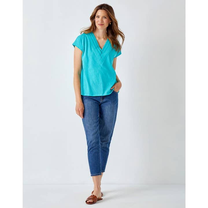 Elevated Deep V Tee, Aqua for wholesale by Charlie Paige