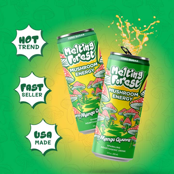 Melting Forest – Großhandel Sport-/Energydrink – Pilz-Energydrink | Mango-Guave | Adaptogen | 12er-Pack