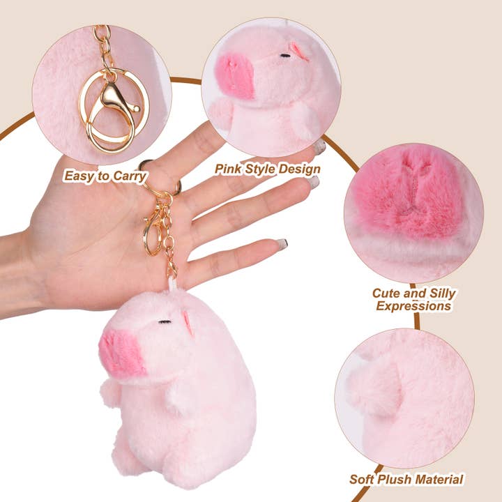 CapyFun - Wholesale Keychain - Women's - Cute Capybara Pink Plush Keychain
