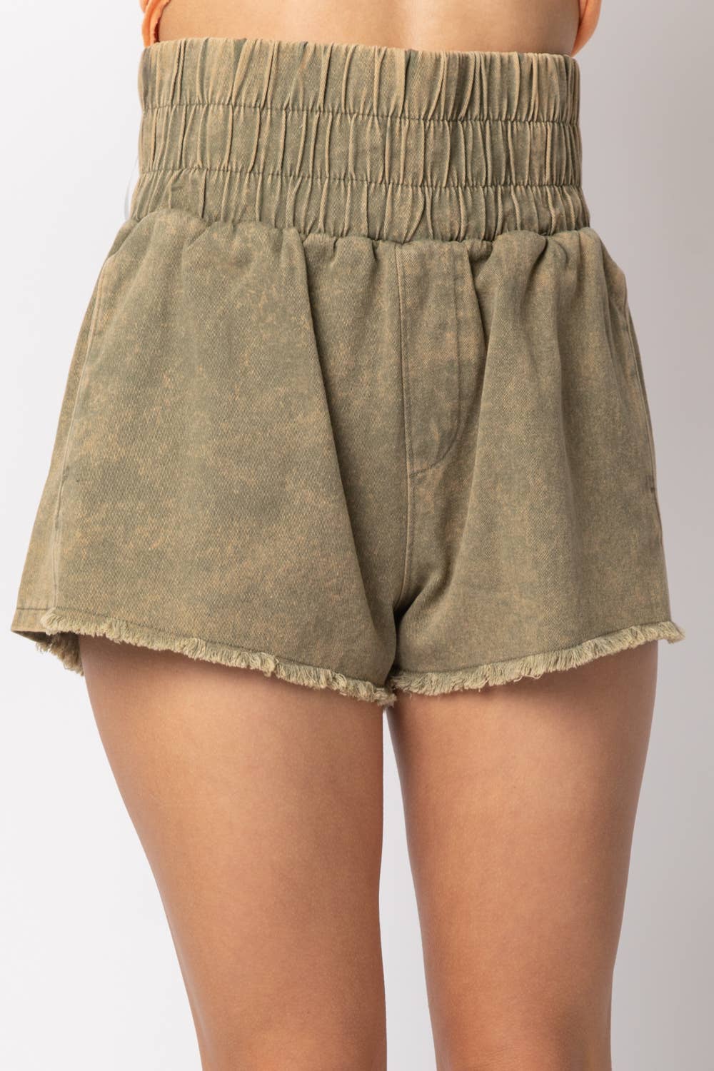 VERY J - Wholesale Shorts - Women's - NP70123-High-Waist Washed Twill Shorts11