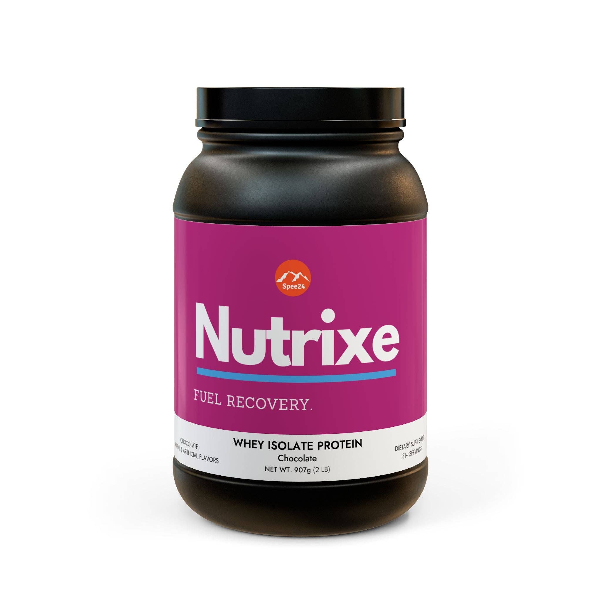 Black tub lid Nutrixe Whey Isolate Protein Supplement 2lb for wholesale on Faire