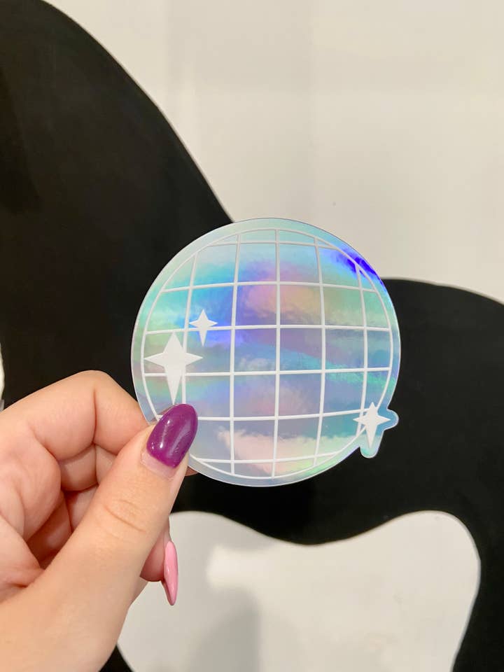 Holographic Disco Ball Sticker for wholesale by Alex Daley Designs