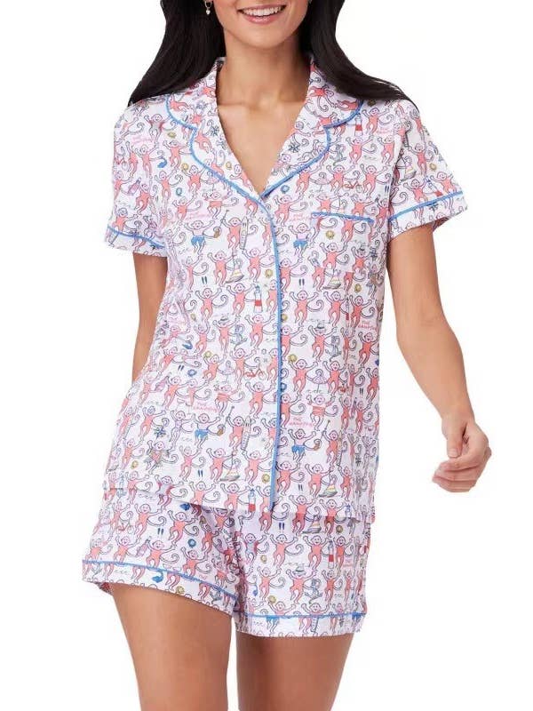 Rosa Clothing - Wholesale Lounge Set - Women's - Comfy Tiger Print Short Sleeve Pajama Set13