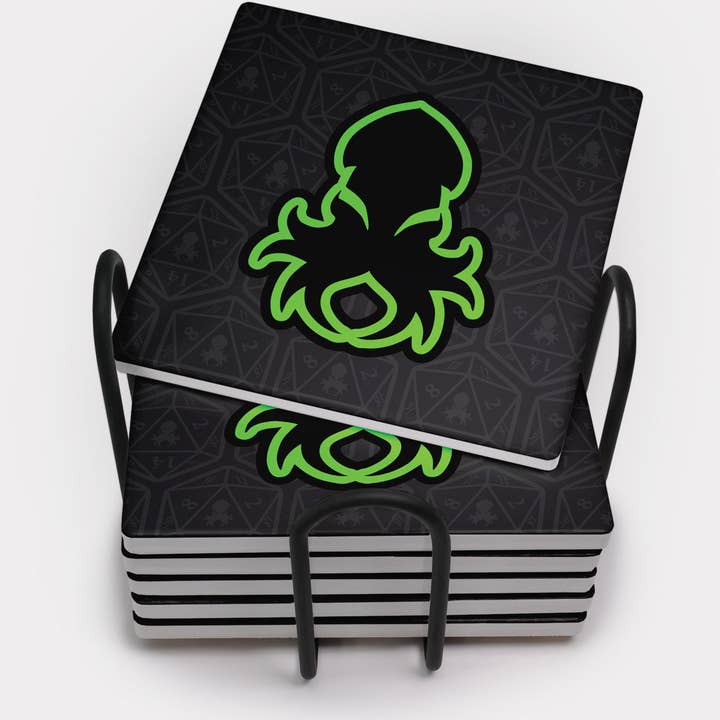 Groene Kraken Onderzetter Set voor wholesale door Kraken Dice