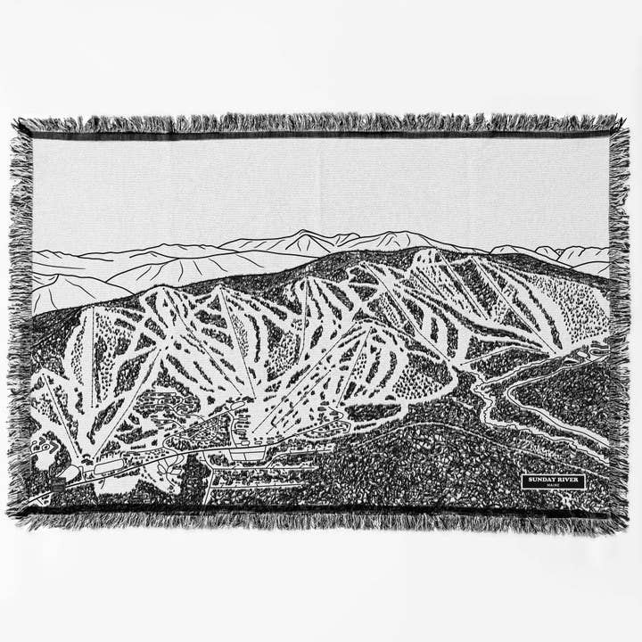 Sunday River, Maine Ski Trail Vis kort Tæppe for engroshandel hos Benoit's Design Co.