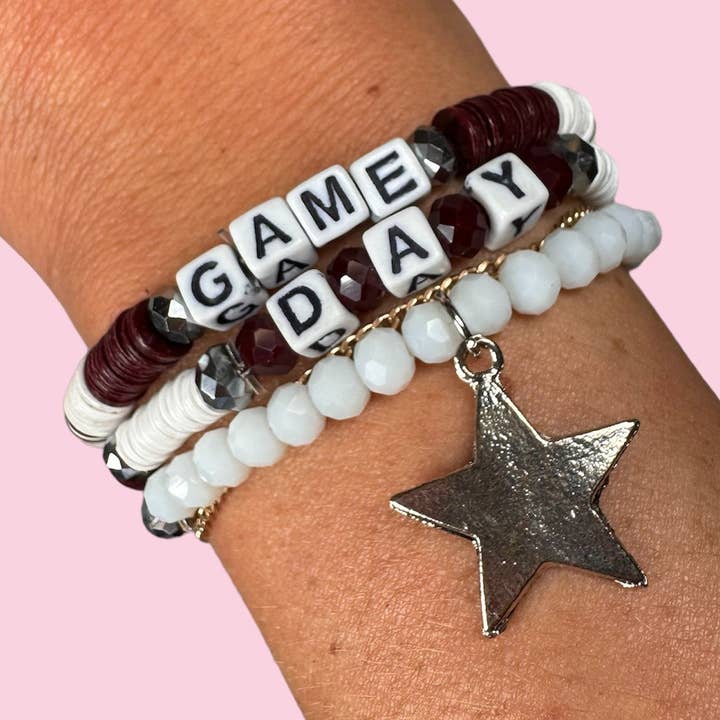 MAROON GAME DAY ADULT BRACELET for wholesale by Camel Threads