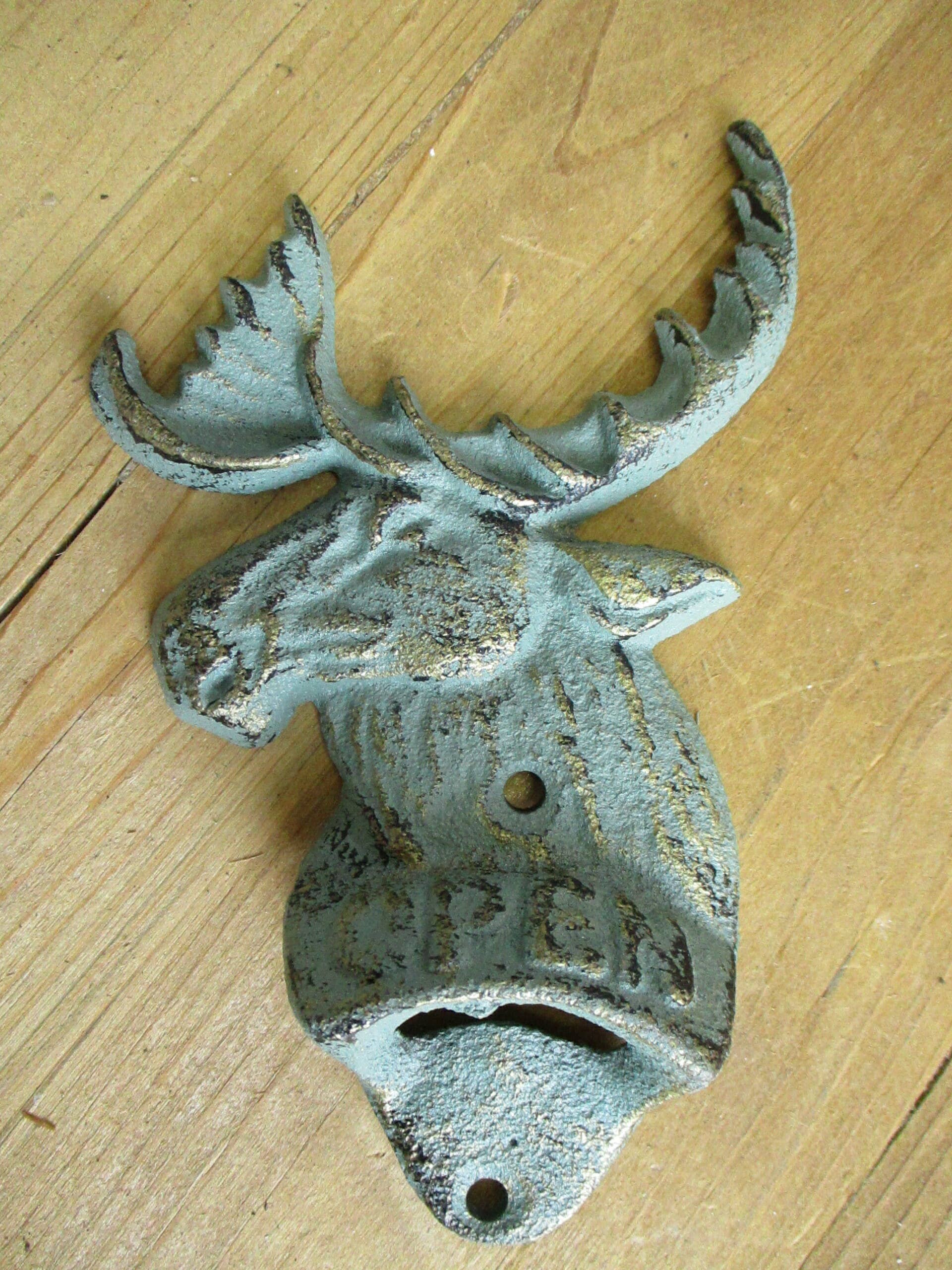 Midwest Craft House - Wholesale Bottle/Wine Opener - ANTIQUE GREEN MOOSE BOTTLE OPENER