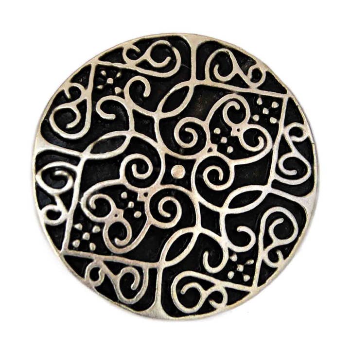 Celtische schijf ring verstelbaar, handgemaakt in geoxideerd zilverkleurig koper voor wholesale door Gypsy Winds Bcn