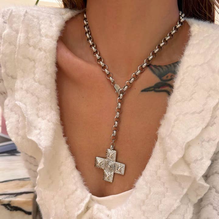 Sweet Cherry Sky - Wholesale Pendant/Charm Necklace - Chunky Cross Pendant Necklace in Silver or Gold