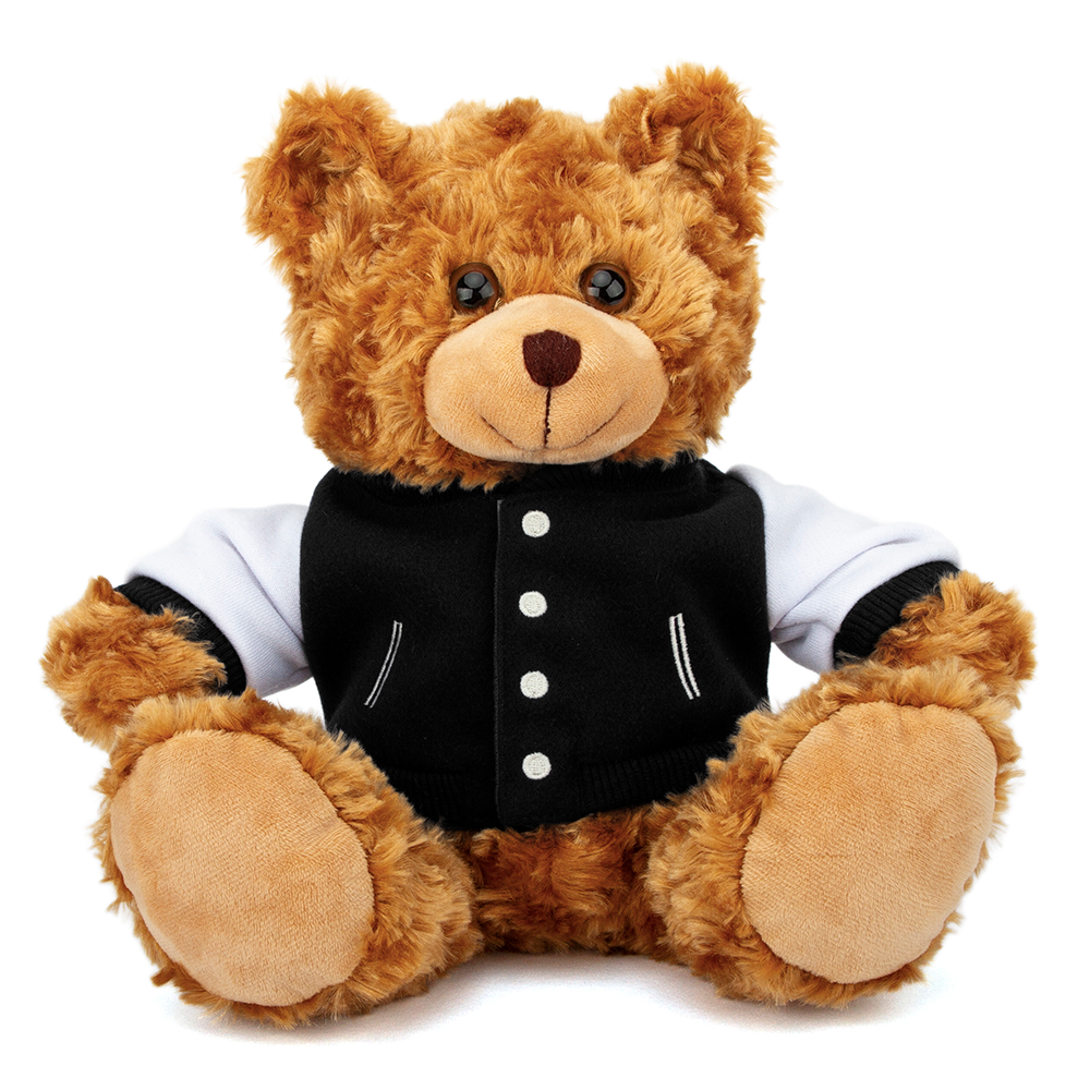 Plushland - Wholesale Stuffed/Plush Toy - Kids & Baby - 11" Customizable Mocha Bear Plush with Custom Varsity Jacket0