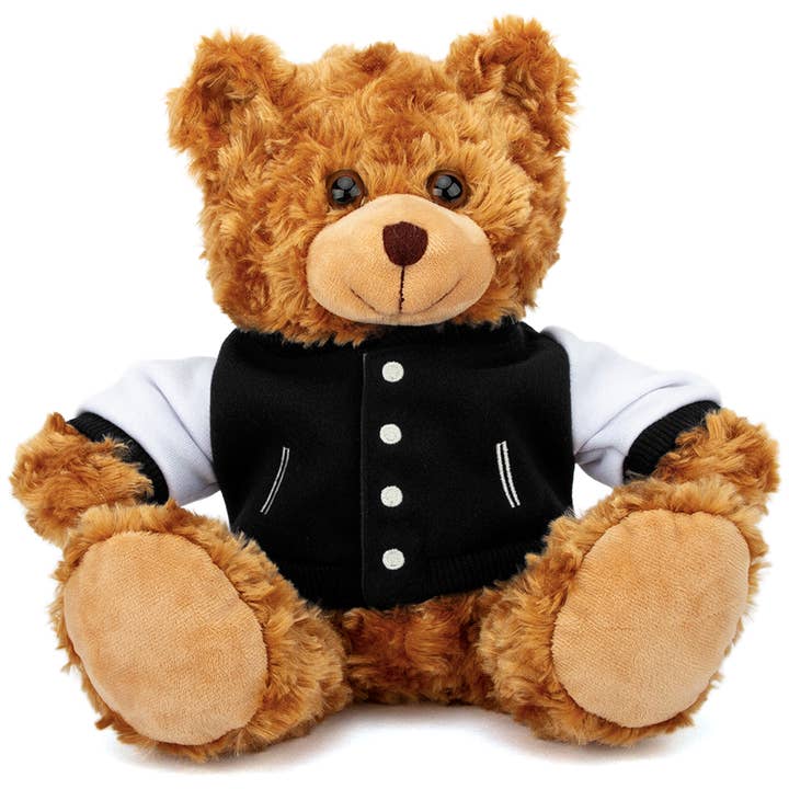 Plushland - Wholesale Stuffed/Plush Toy - Kids & Baby - 11" Customizable Mocha Bear Plush with Custom Varsity Jacket0