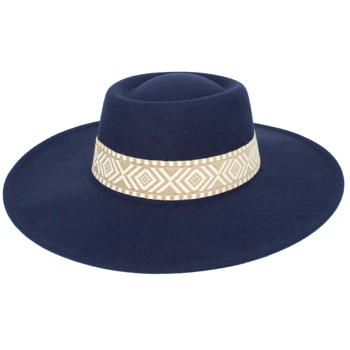 Suzie Q USA - Wholesale Fedora - Women's - Big Brim Concave Top Aztec Pattern Belt Jazz Hat16