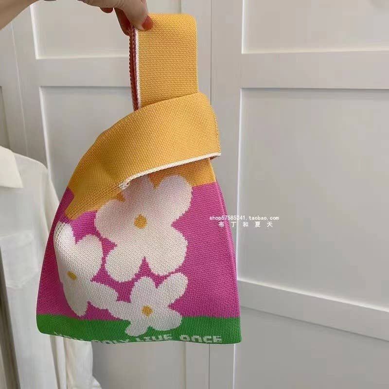Little Trendy - Wholesale Tote Bag - Women's - Handmade Knit Handbag for Women Mini Knot Casual Wrist Bag14