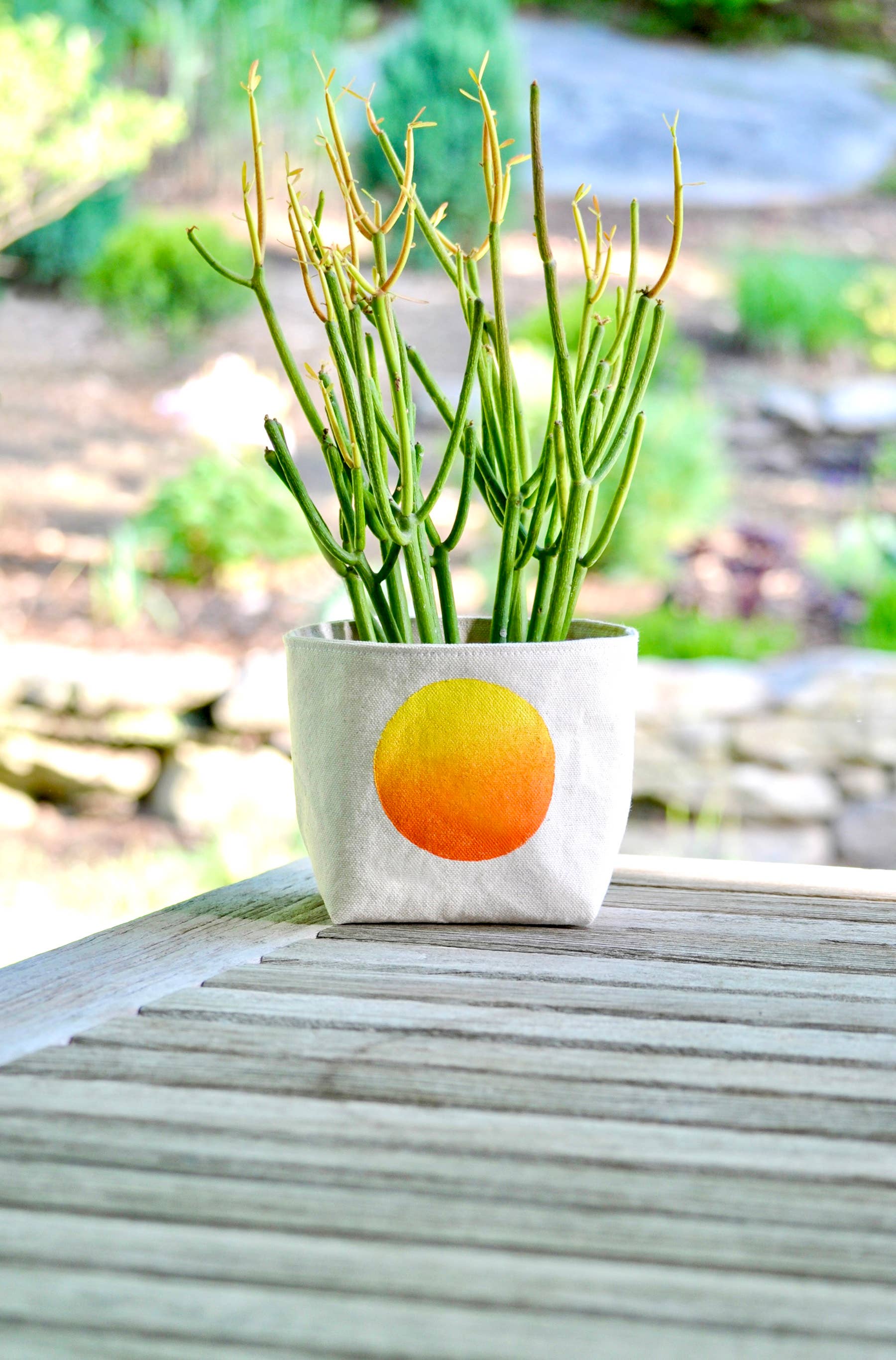 Gray Green Goods - Wholesale Plant Pot - Ombre circle blockprint canvas planter—4"6