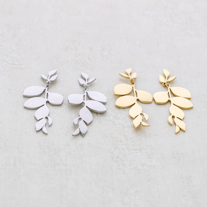 Sonata - Wholesale Snap Jewelry - Steel Twig Earrings3