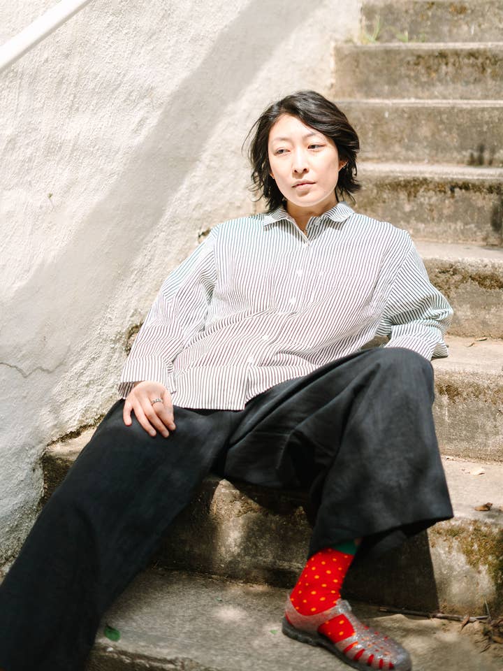 Nettle Studios - Wholesale Button Down Shirt - Unisex - Size Inclusive Plus Size Long Sleeve Button Up Striped Linen13