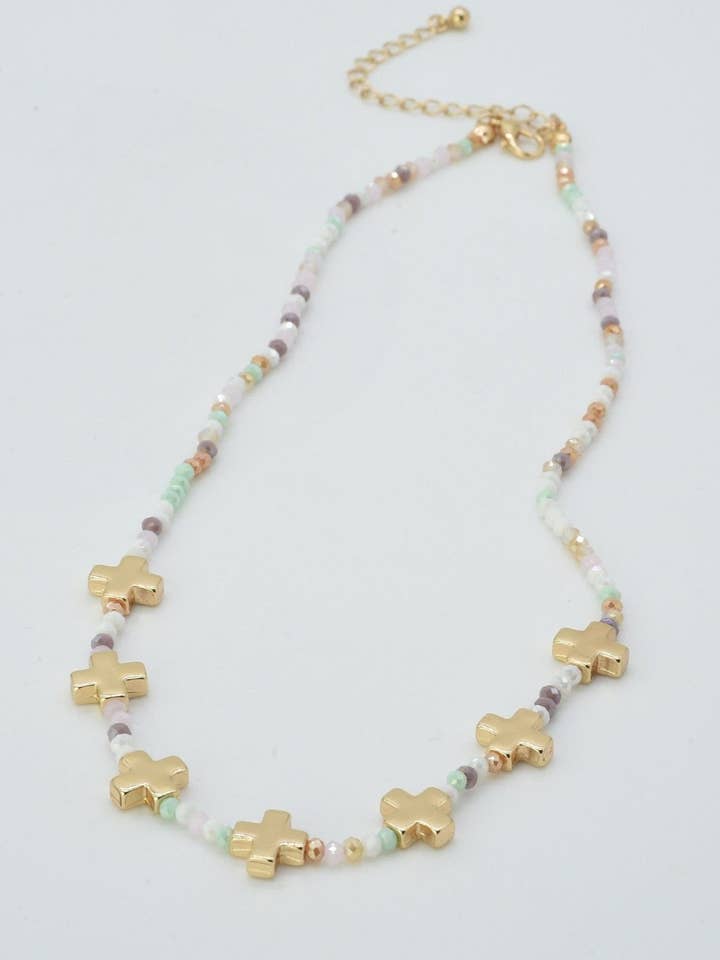 CN4380 Beaded Cross Pendants Necklace for wholesale by MiMi Wholesale