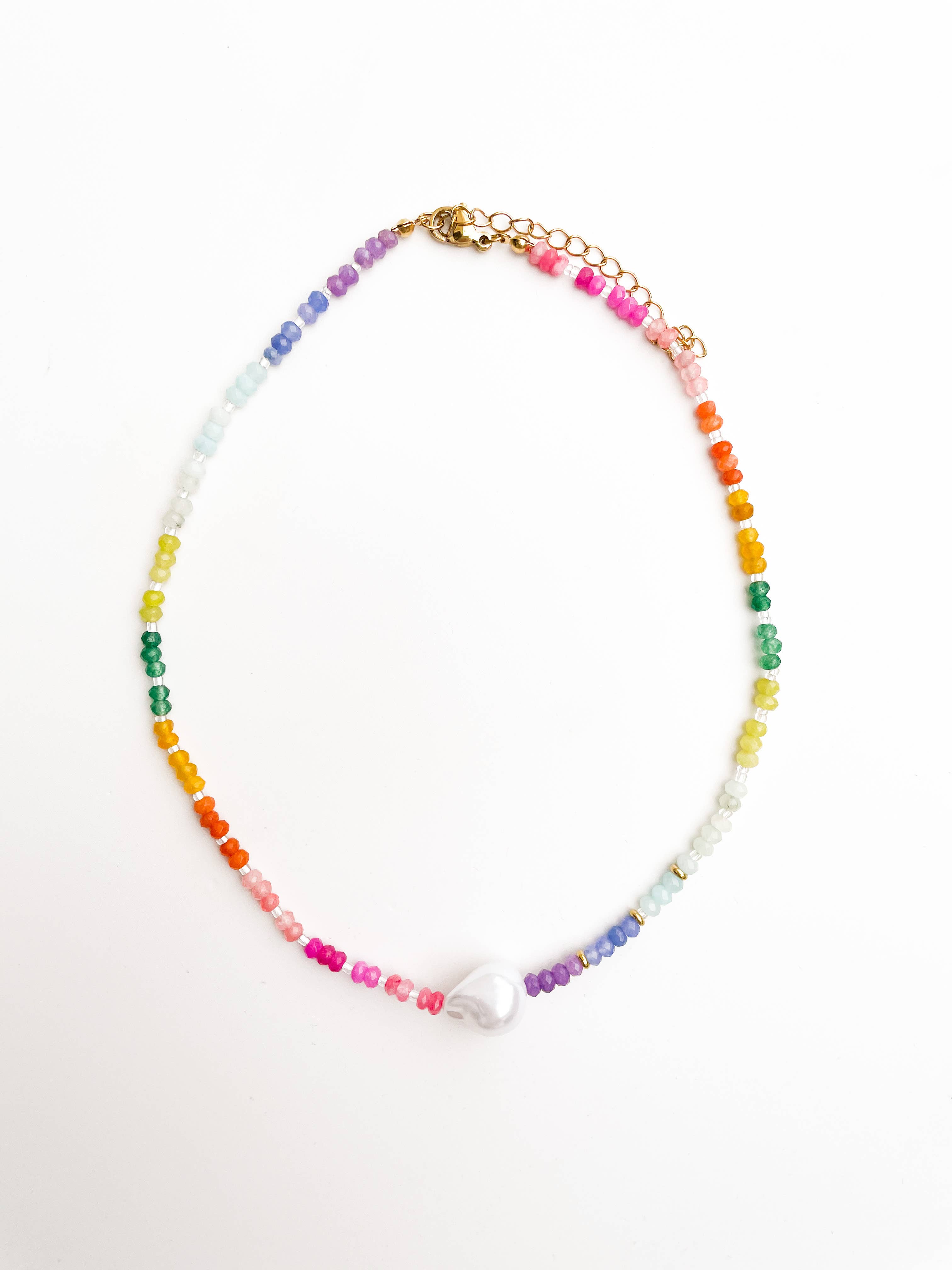 Pip & Co. - Wholesale Beaded/Pearl Necklace - Color Pop - Rainbow Pearl Gemstone Bead Necklace3