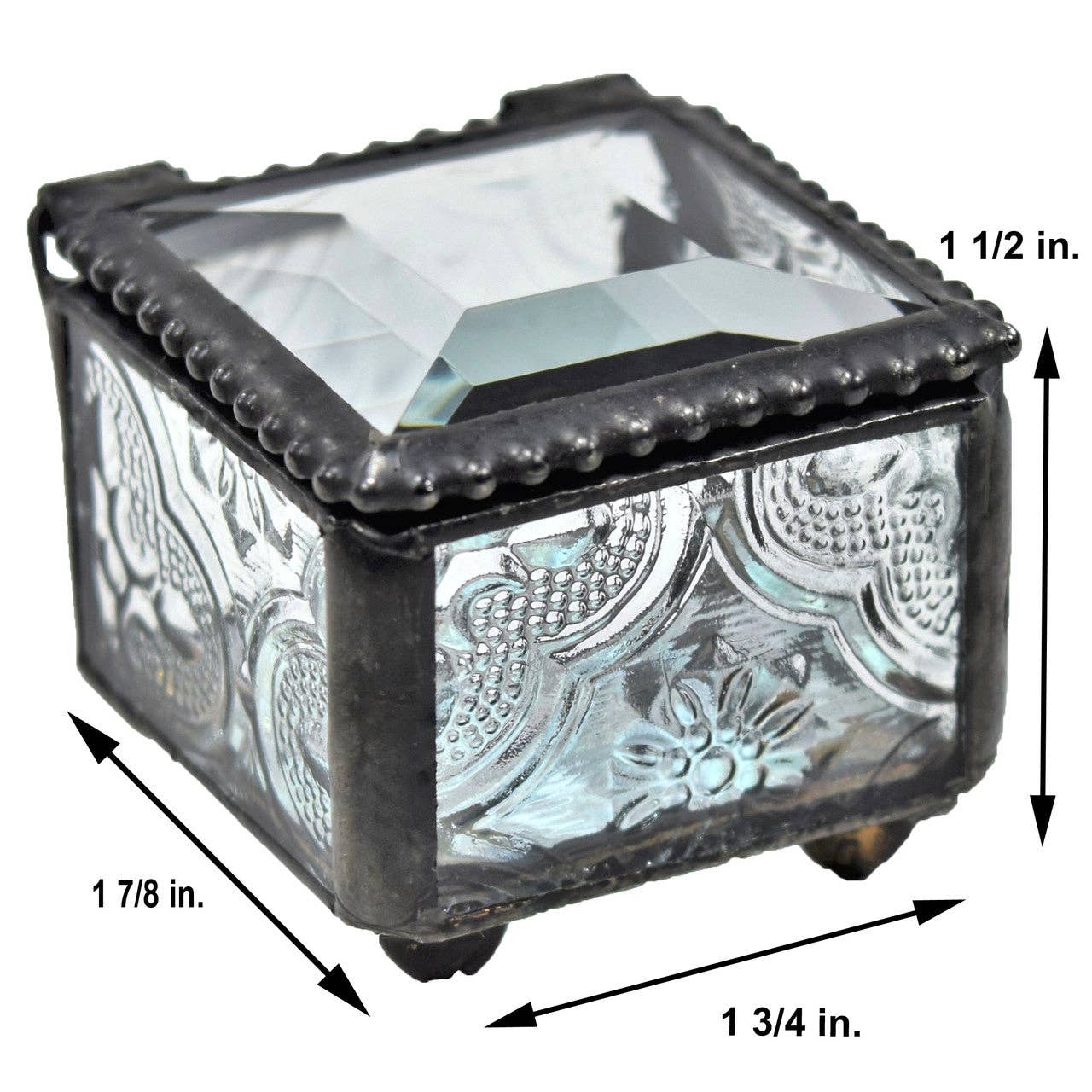 J Devlin Glass Art & Bert Anderson Collection - Wholesale Jewelry Box/Organizer - Box 522 Clear Vintage Ring Box2