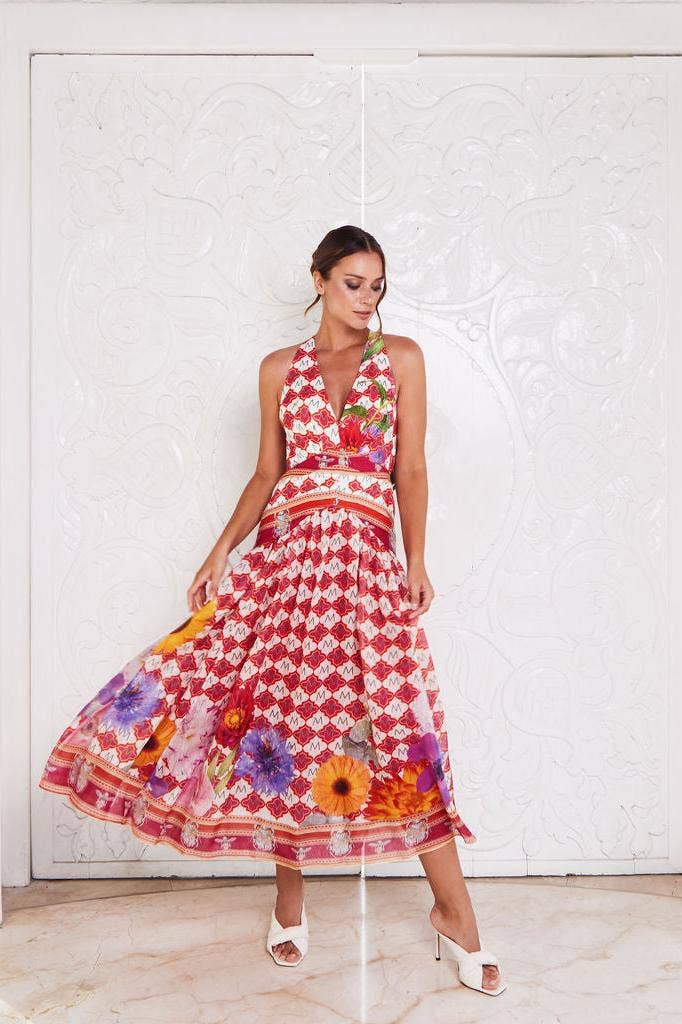 MACKENZIEMODE - Wholesale Jurk - Dames - AMALFI COAST MAXI ~ ROZE PARADIJS6