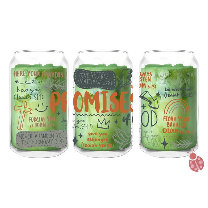Promises of God | 16oz Glass Cup for wholesale by Made By Yen