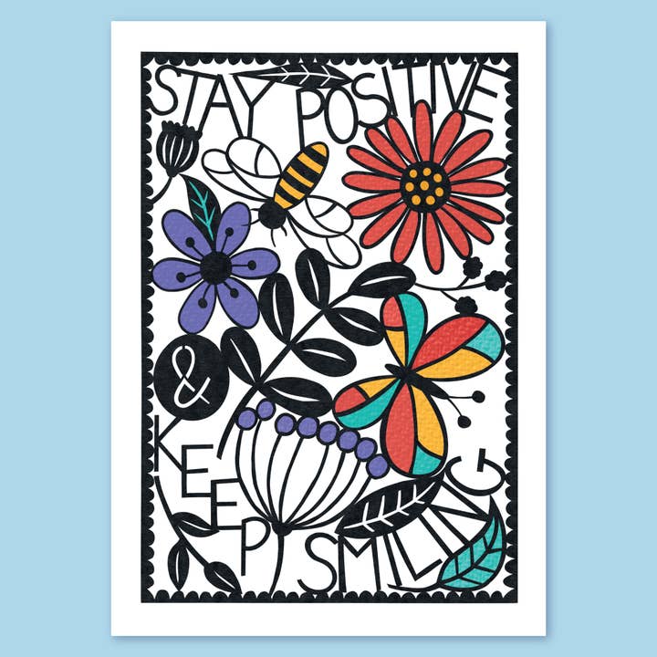 Papercut design A4 print - Stay Positive for wholesale by The Leaf Press