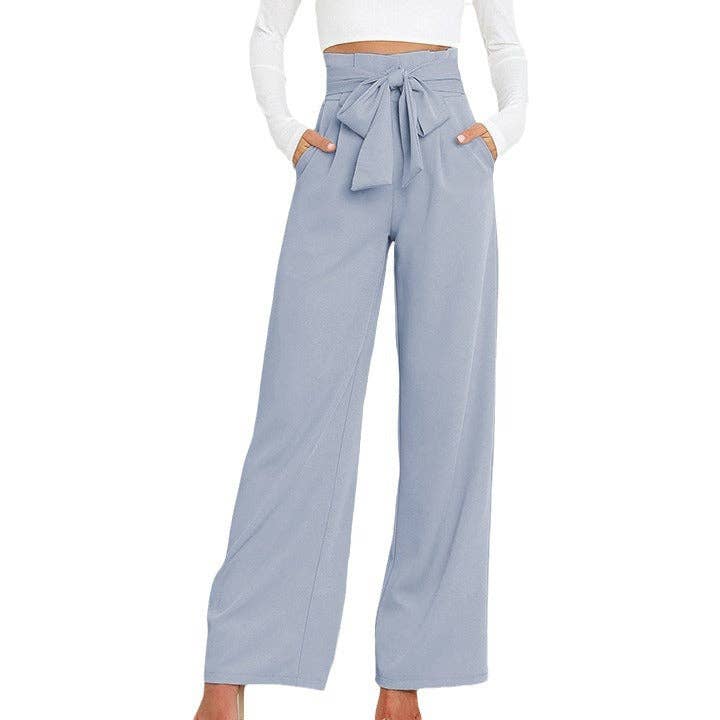 Suhkasana - Wholesale Pants - Women's - Women's Wide-Leg Trousers with Belt Casual Commuter Pants18