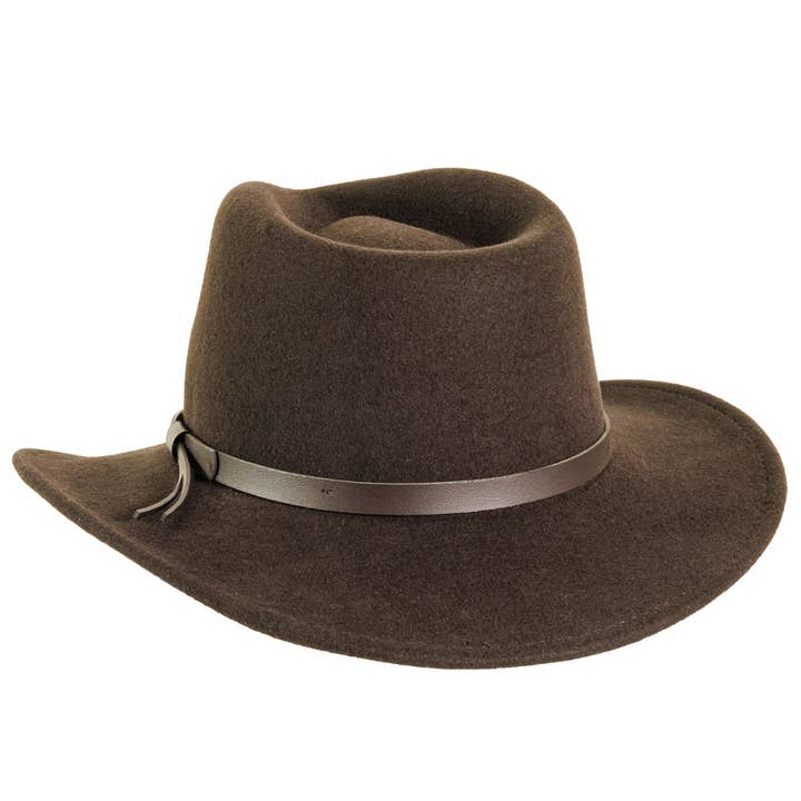 American Hat Makers - Wholesale Fedora - Unisex - Crushable Wool Felt Outback Hat - Style Pathfinder15