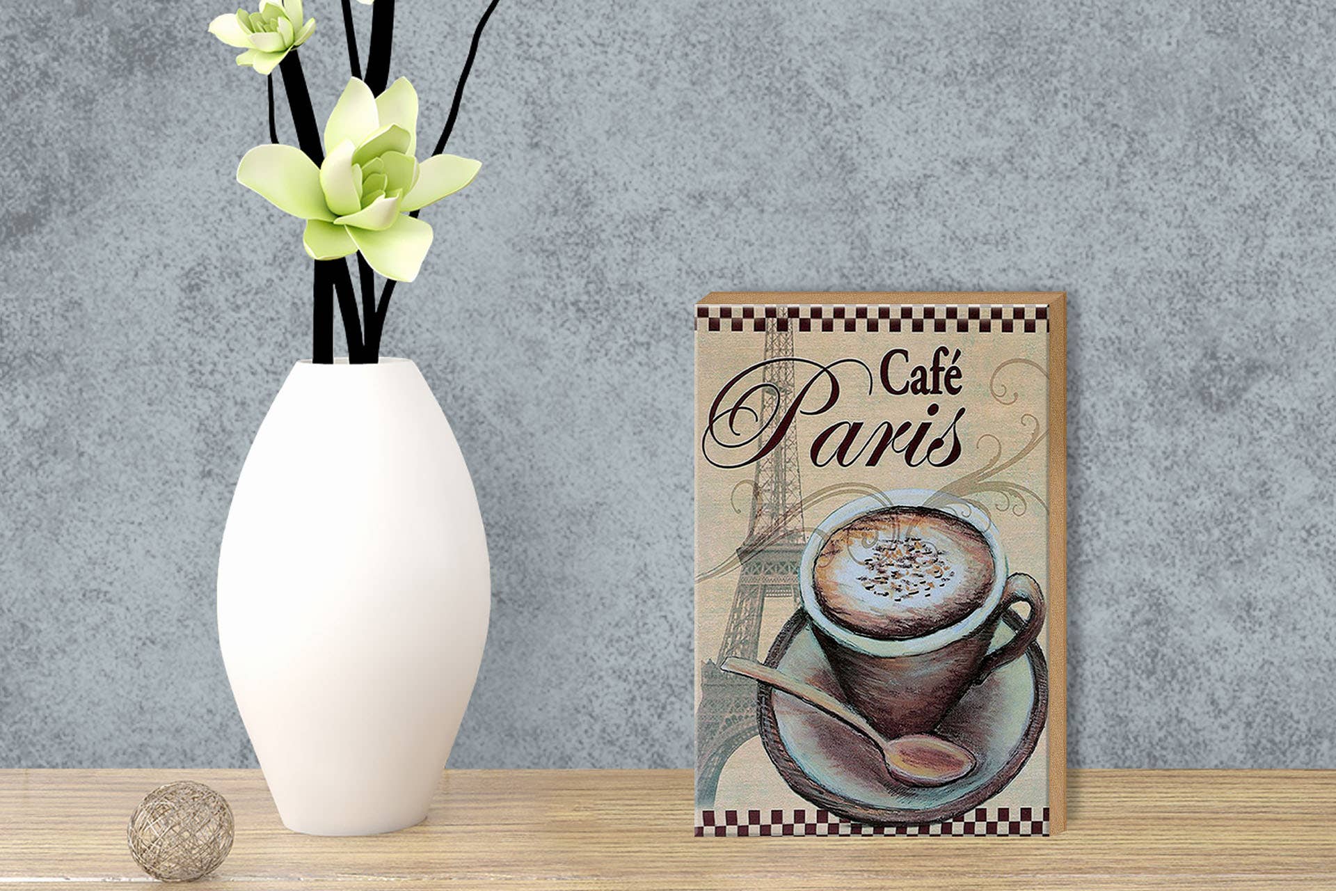 Femer - Wholesale Sign - Paris wooden sign 12x18cm Eiffel Tower coffee cup cafe2
