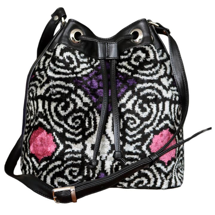 Bolso de Cubo de Ikat de Terciopelo de Seda-021 para venta al por mayor de MIASETA