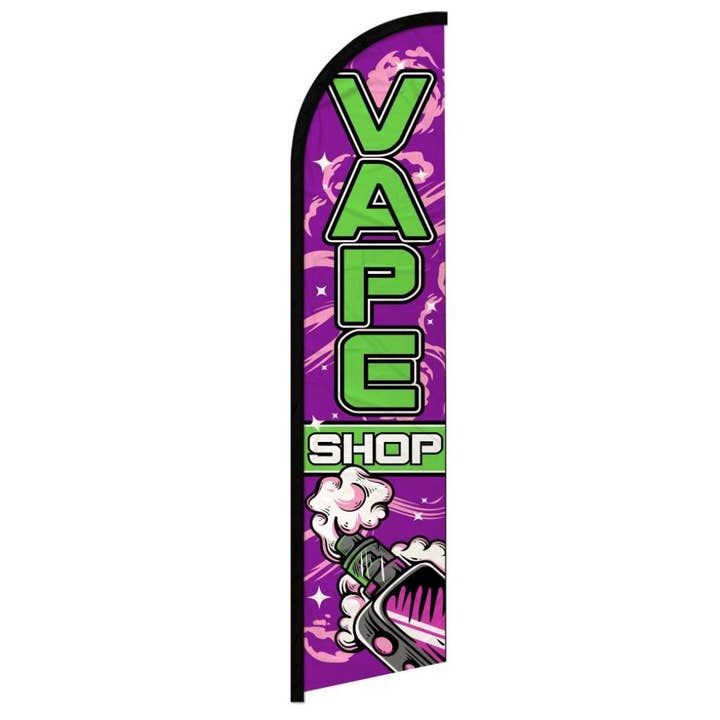 Flags Importer - Wholesale Flag - Vape Shop (Purple & Green) Windless Banner Flag