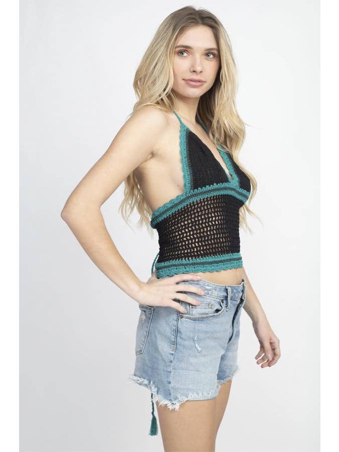 Lakhays Collection Inc. - Wholesale Knit Top - Women's - Tri Color Crochet Halter Top2