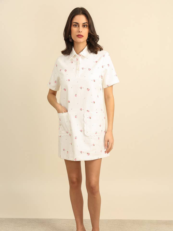 6021 VESTIDO CORTO FLORAL para venta al por mayor de Daphnea