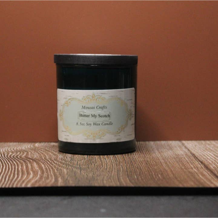 Mousai Crafts - Wholesale Jar/Filled Candle - Butter My Scotch 8.5oz Soy Wax Candle2