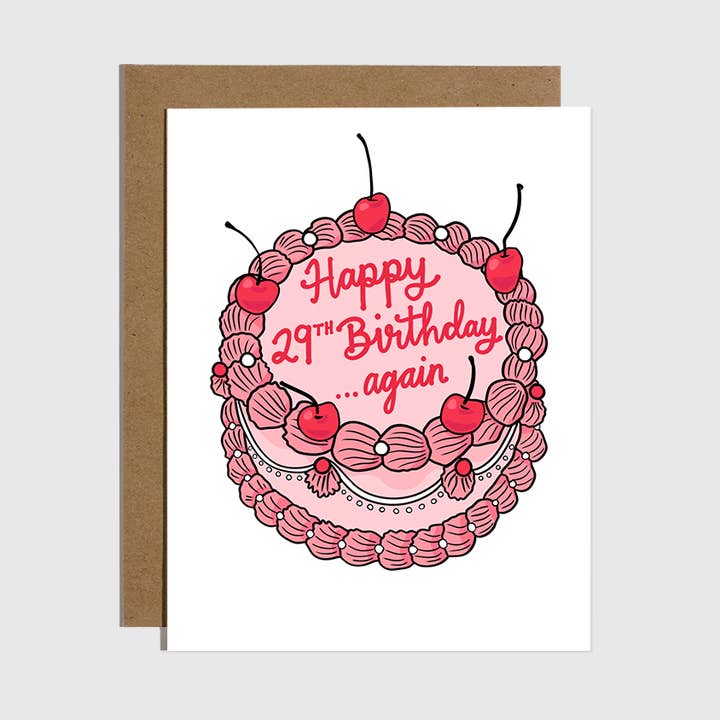 Happy 29th Birthday Again Card for wholesale by Brittany Paige