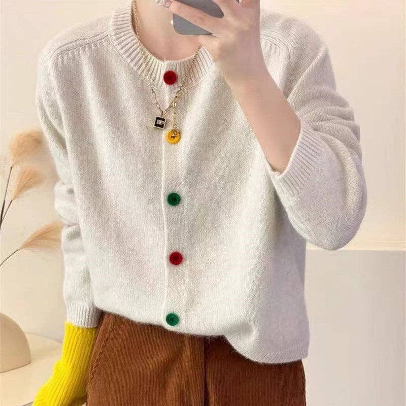 UZ Wholesale Store - Wholesale Cardigan - Women's - Colorful Buttoned Round Neck Cardigan Sweater6
