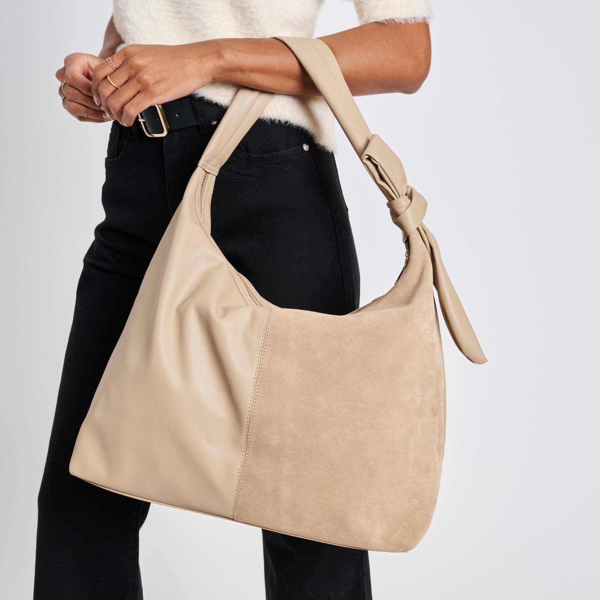 Moda Luxe - Wholesale Shoulder Bag - Women's - Hazel - Genuine Suede Knot Hobo16