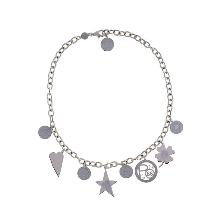 BESTE STERNE HALSKETTE AUS VERSILBERTEM RHODIUM MADE IN ITALY für den Großhandel von PNG68