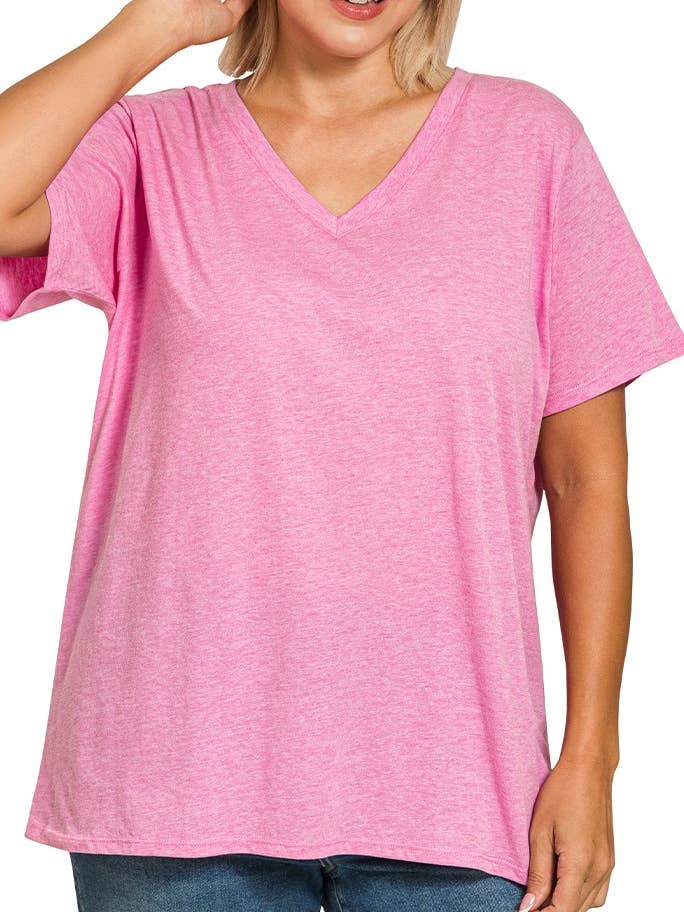 Plus Boyfriend V-neck Tee for wholesale by Vanilla Monkey