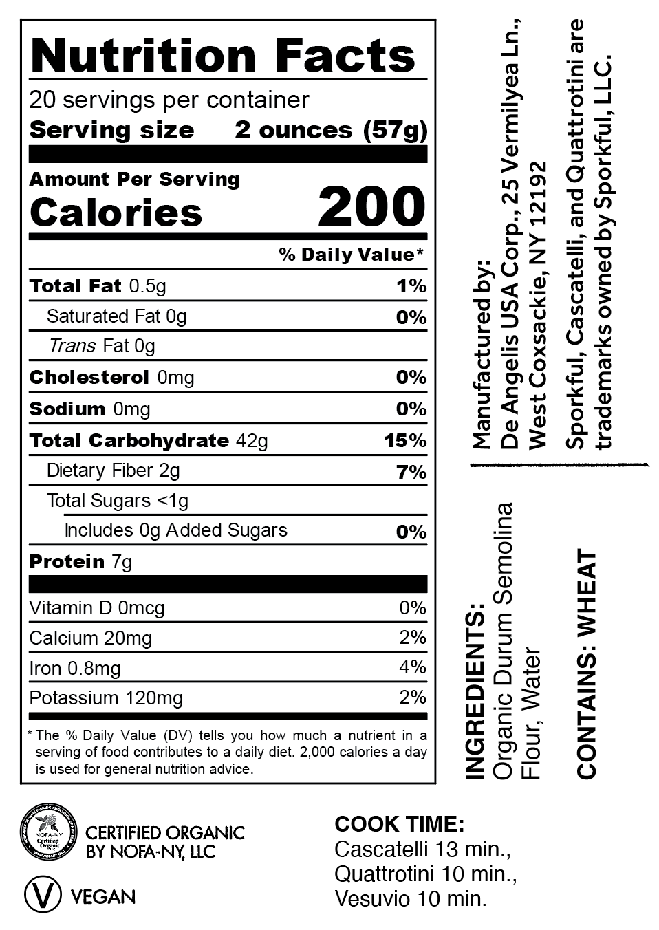 Sfoglini - Wholesale Pasta - Cascatelli, BULK 10 lb case, Durum Semolina Pasta5