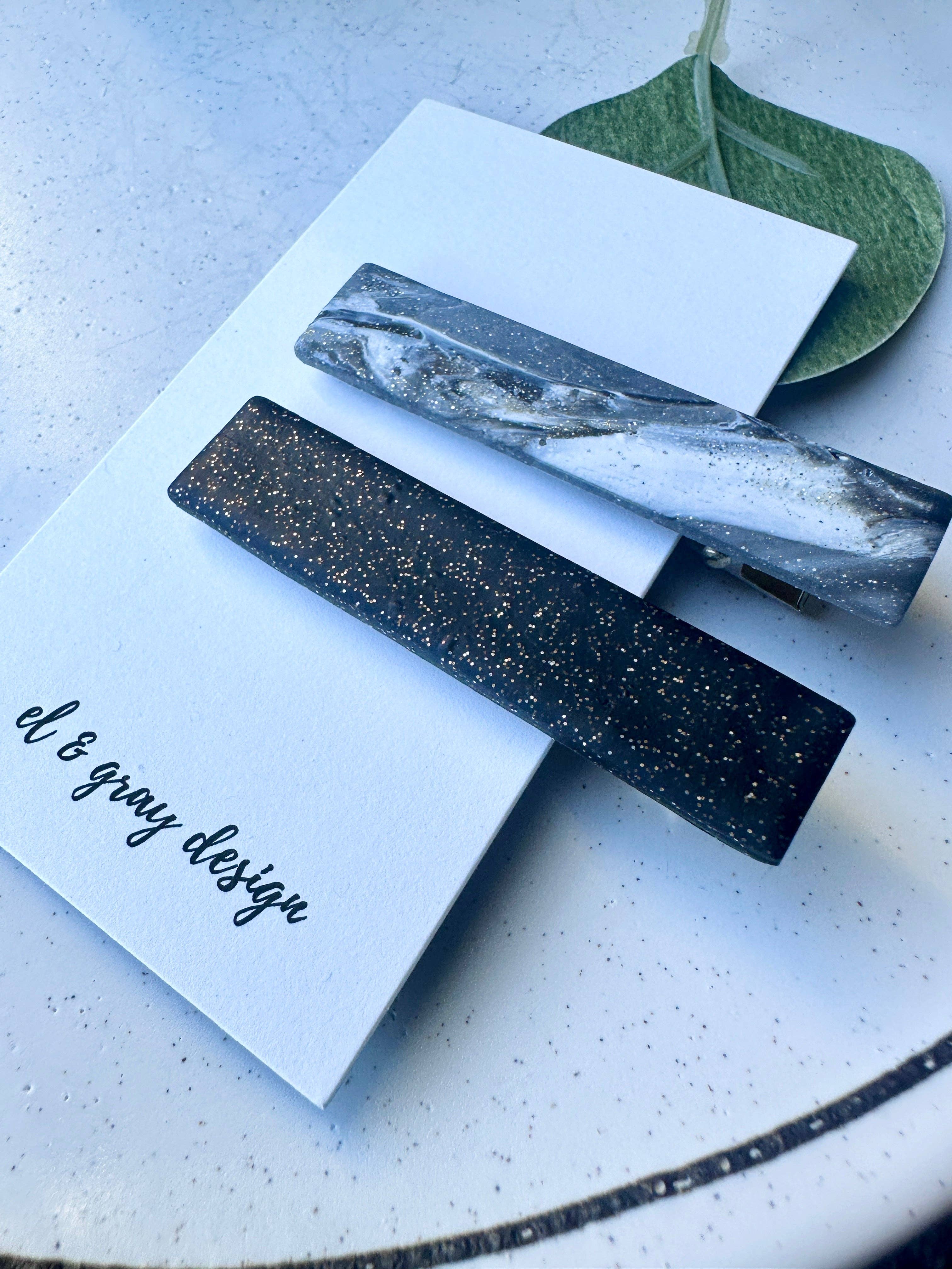 El & Gray Design - Wholesale Hair Clip - Women's - Glitter Nights Rectangle Hair Clips (2 Clip Set)3